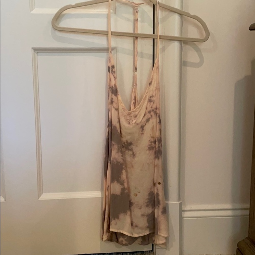 Pink and gray tie-dye cami